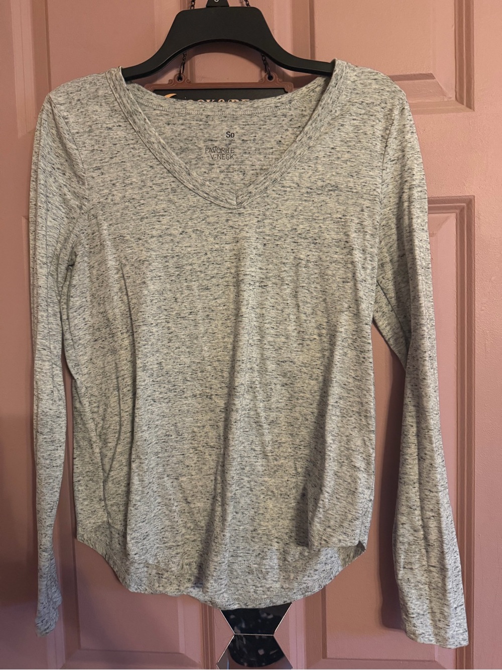 SO Light Gray Heather V-Neck Long Sleeve Top